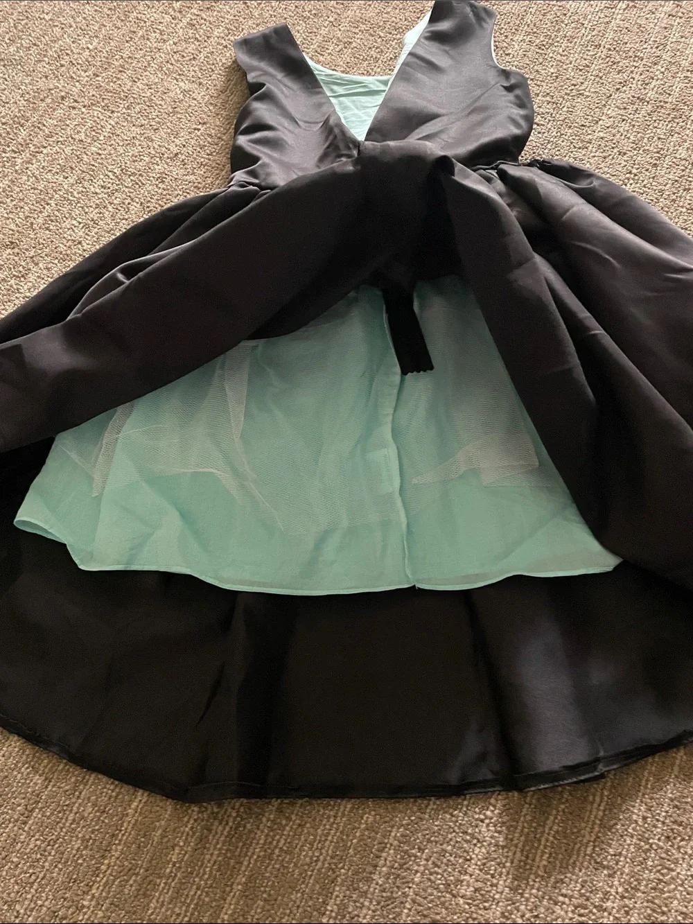Classic Black Satin Party Dress for Girls with Waist Sash